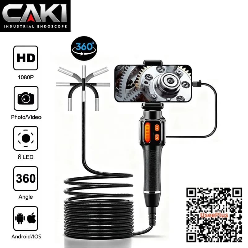 360-degree Endoscope Camera 6mm Lens Camera for HD IP67 Joint Inspection Periscope for IOS Android Automobile