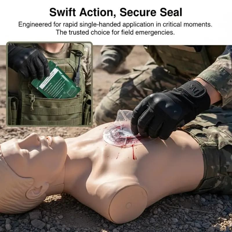 Adesivo di Emergenza per Sopravvivenza e Trauma, Patch di Pronto Soccorso Ventilato per Sigillatura Toracica, Strumento per Esterni