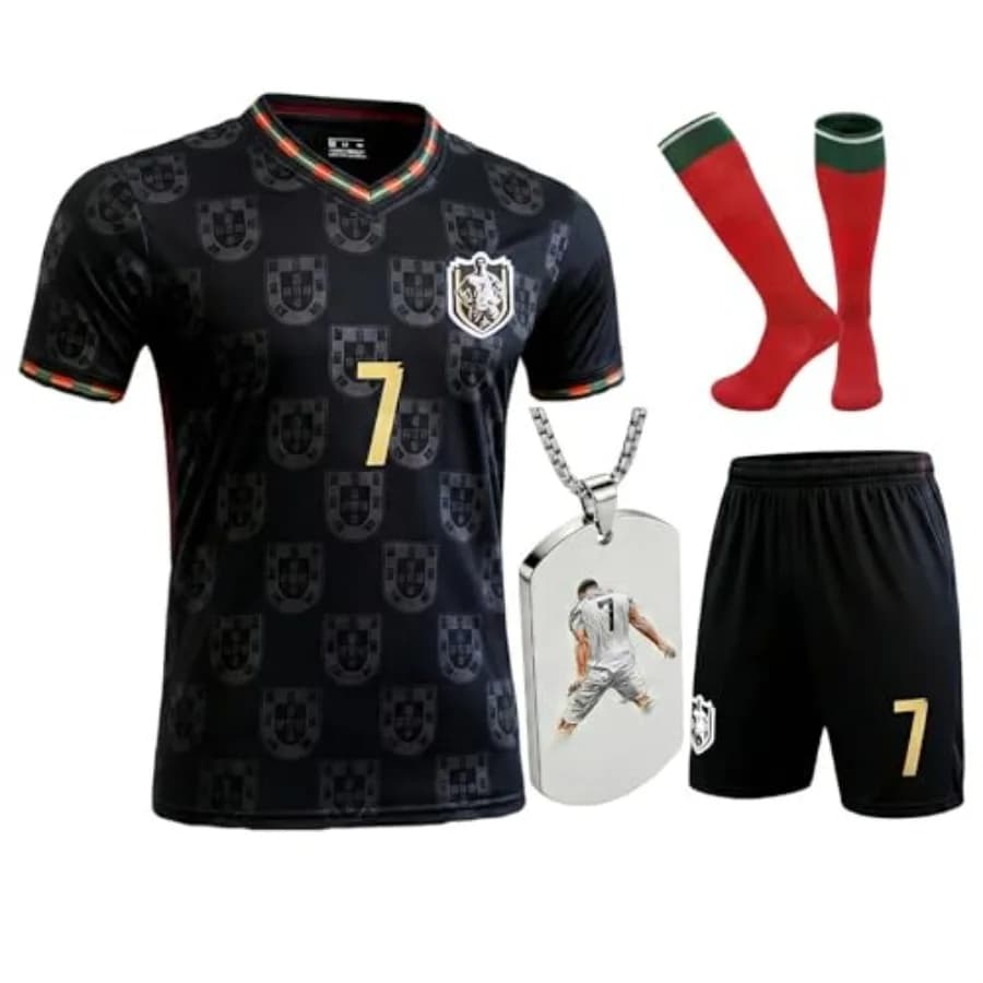 Set di Maglia da Calcio con Pantaloncini e Calzini # 7 collane per ragazzi e ragazze, per allenamenti sportivi scolastici