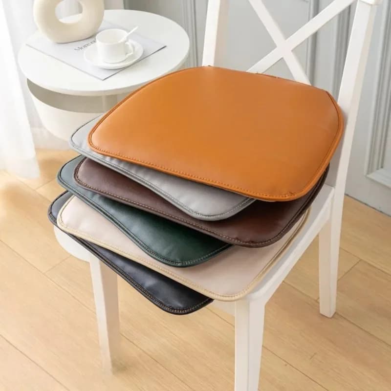 D Shape PU Leather Chair Cushion Thick Waterproof Non Slip Stain Resistant Solid Color Pad For Dining Bar Stool