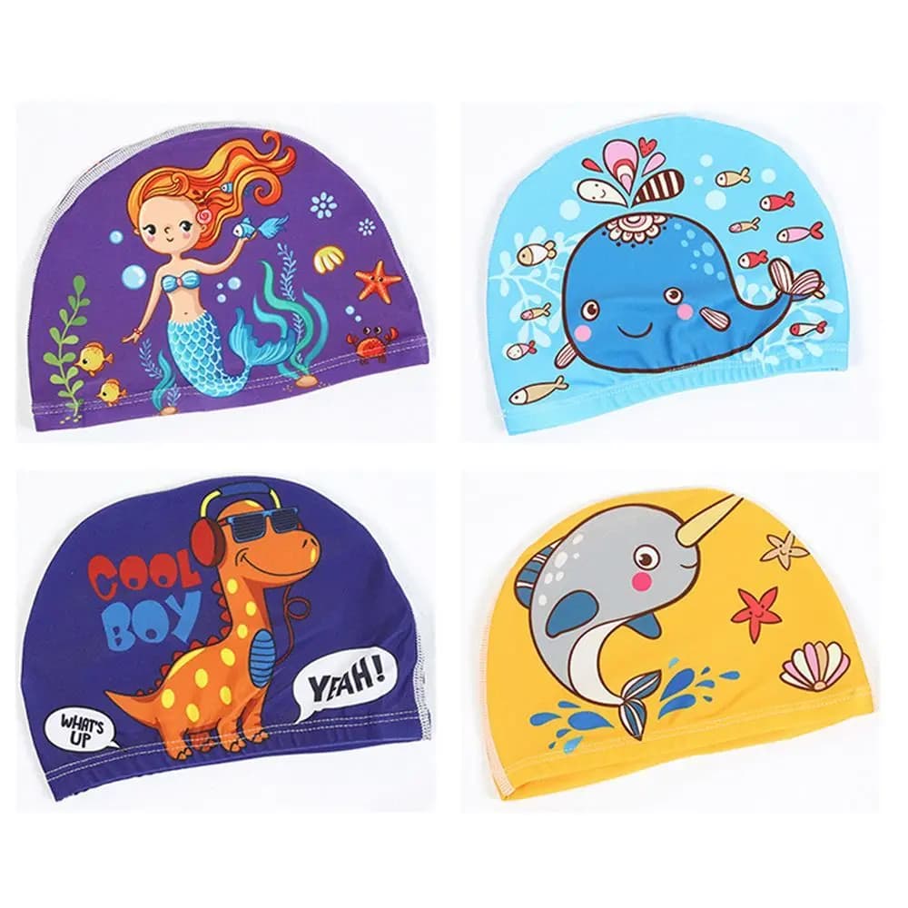 Pleasant Sports Accessories Stretch Fabric Breathable Children's Pool Hat Swimming Head for Kids Swimming Accessories
