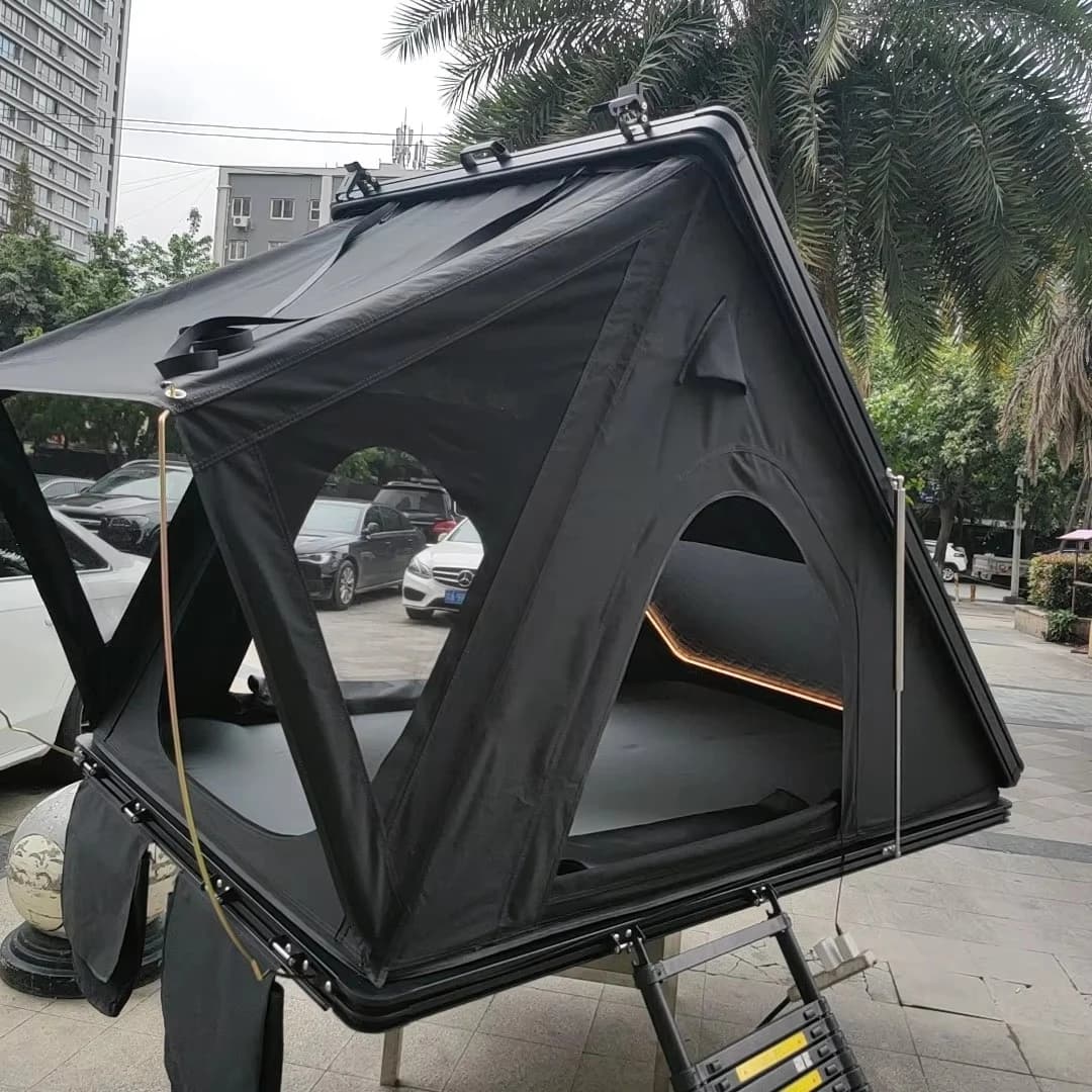 Tenda da campeggio triangolare in alluminio personalizzabile lesale per 3-4 persone Tenda da tetto con guscio rigido a conchiglia per Jeep Dachzeltcustom