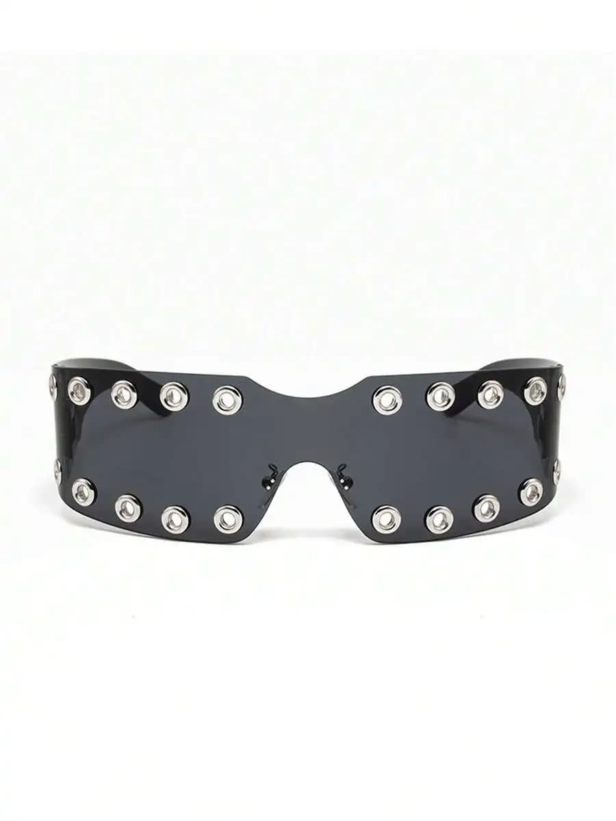 1 Piece Frameless All-In-One Fashion Glasses, Personalized Cyberpunk Y2K Style, Suitable For Daily Wear, Street Photography,