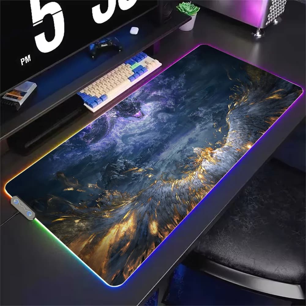 D-Drgan Cool Mouse Pad RGB LED Light Waterproof Office PC Home Non-Slip Rubber Base Best Price Large Game Desk-Mat USB