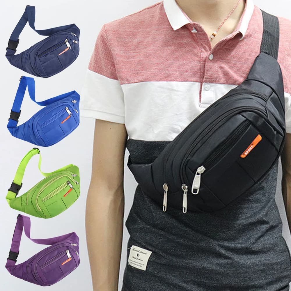 Fashion Nylon Waist Bag Waterproof Motion Handbag Multicolor Purse Casual Chest Handbag Unisex