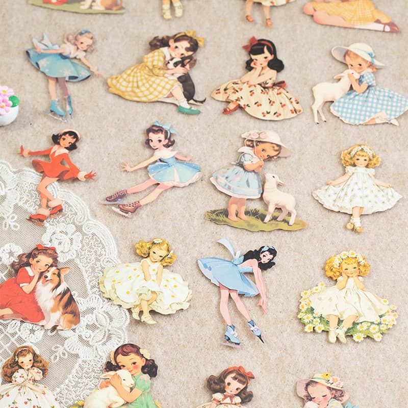 30 fogli adesivi vintage con personaggi carini per scrapbooking fai da te fatto a mano, custodia per chitarra, telefono, decorazione per notebook, arte artigianale