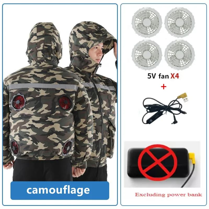 New casual loose cooling electric blower air conditioner men's overall outdoor worksuit with 4 cooling coat fans
