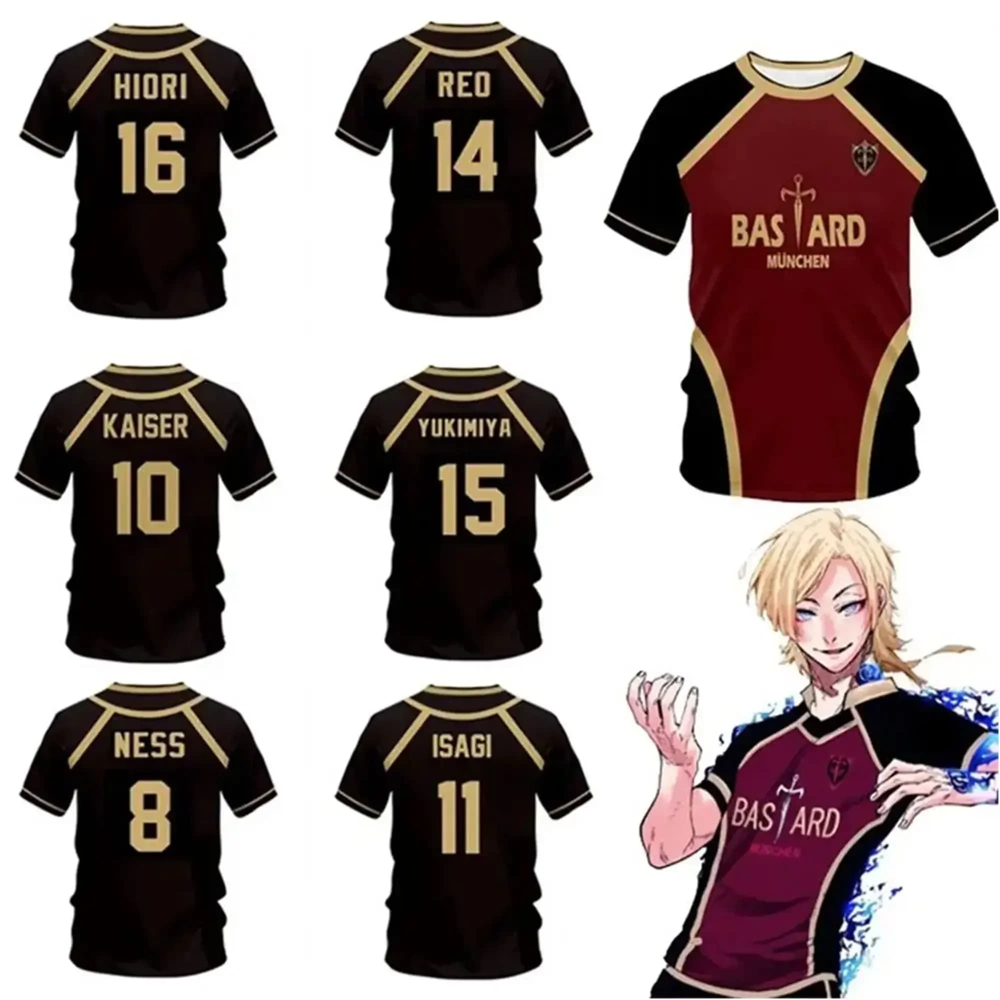 Maglia da Calcio a 5 Replica Anime Bastard Munich Estiva Uomo/Donna 3D T-Shirt Sportiva Casual Top