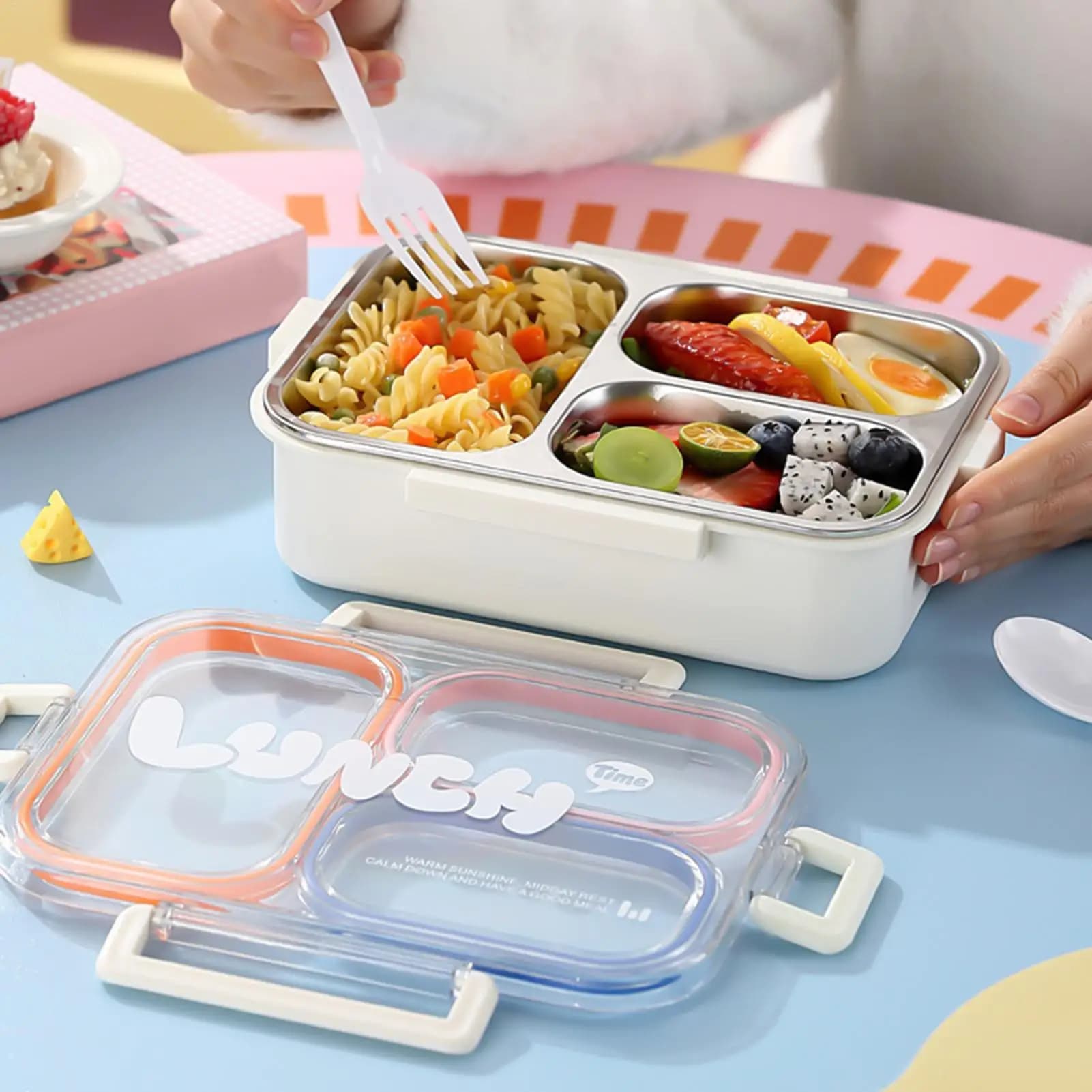 Microwave-safe lunch box Three-compartment insulated lunch box with lid Lidded Food Storage Bowl Food Container Bento Box