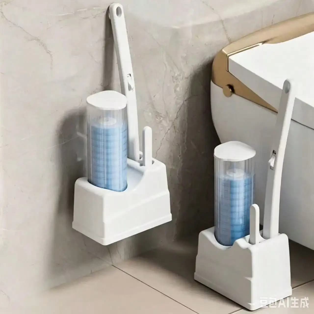 18 Replacement Sponge Heads Disposable Toilet Brush Set , Wall Mounted Toilet Wand Kit With Holder