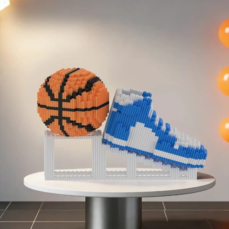 Blocchi da Costruzione Sportivi Fai-da-Te, Sneakers da Basket, Blocchi Creativi, Giocattoli Antistress, Regalo Ideale per Appassionati di Sport, Decorazione Unica per la Stanza