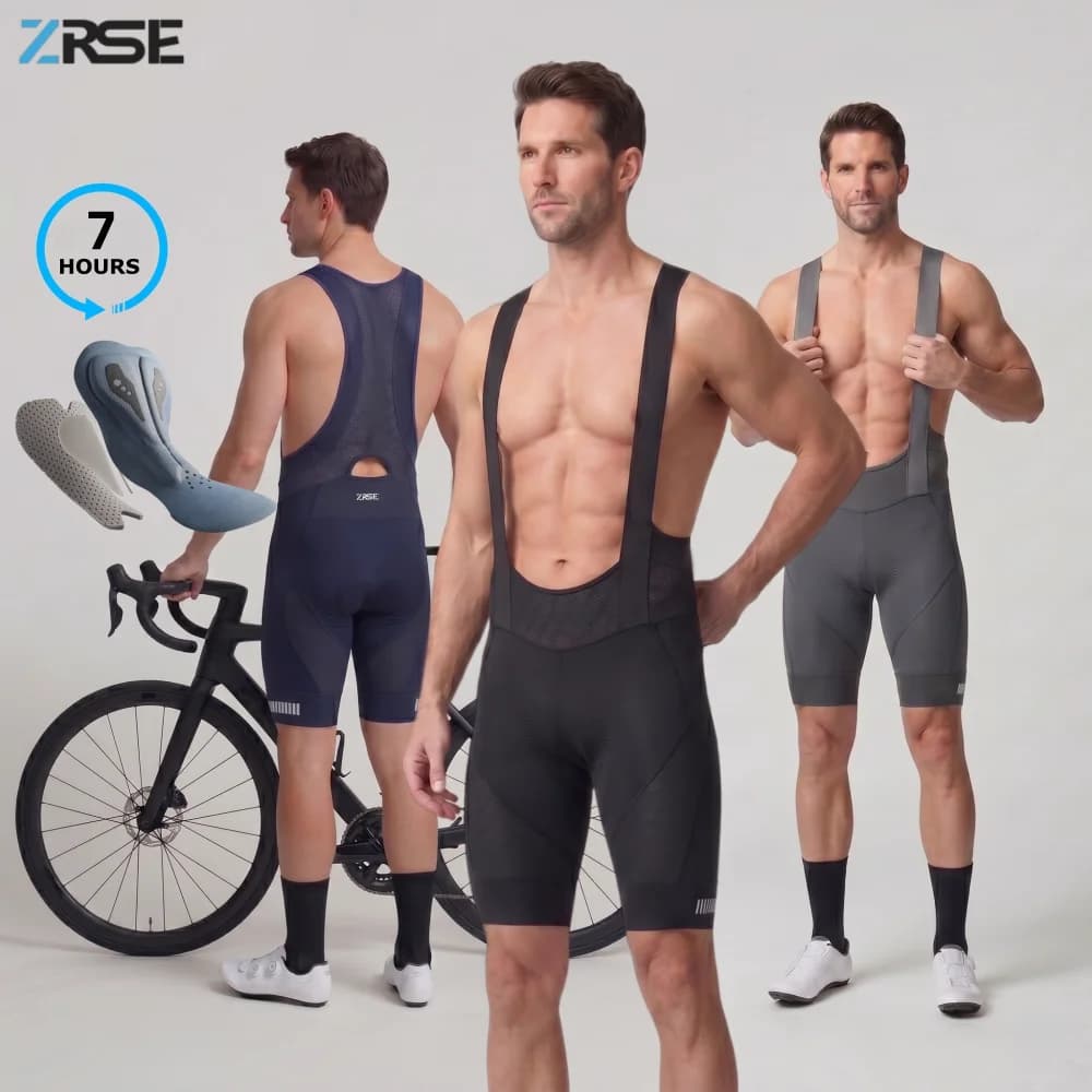 ZRSE 7H Men's Cycling Bib Shorts Italy Padded Breathable Fabric Male Bicycle Clothing MTB Road Bike Spring Summer Riding Comfort