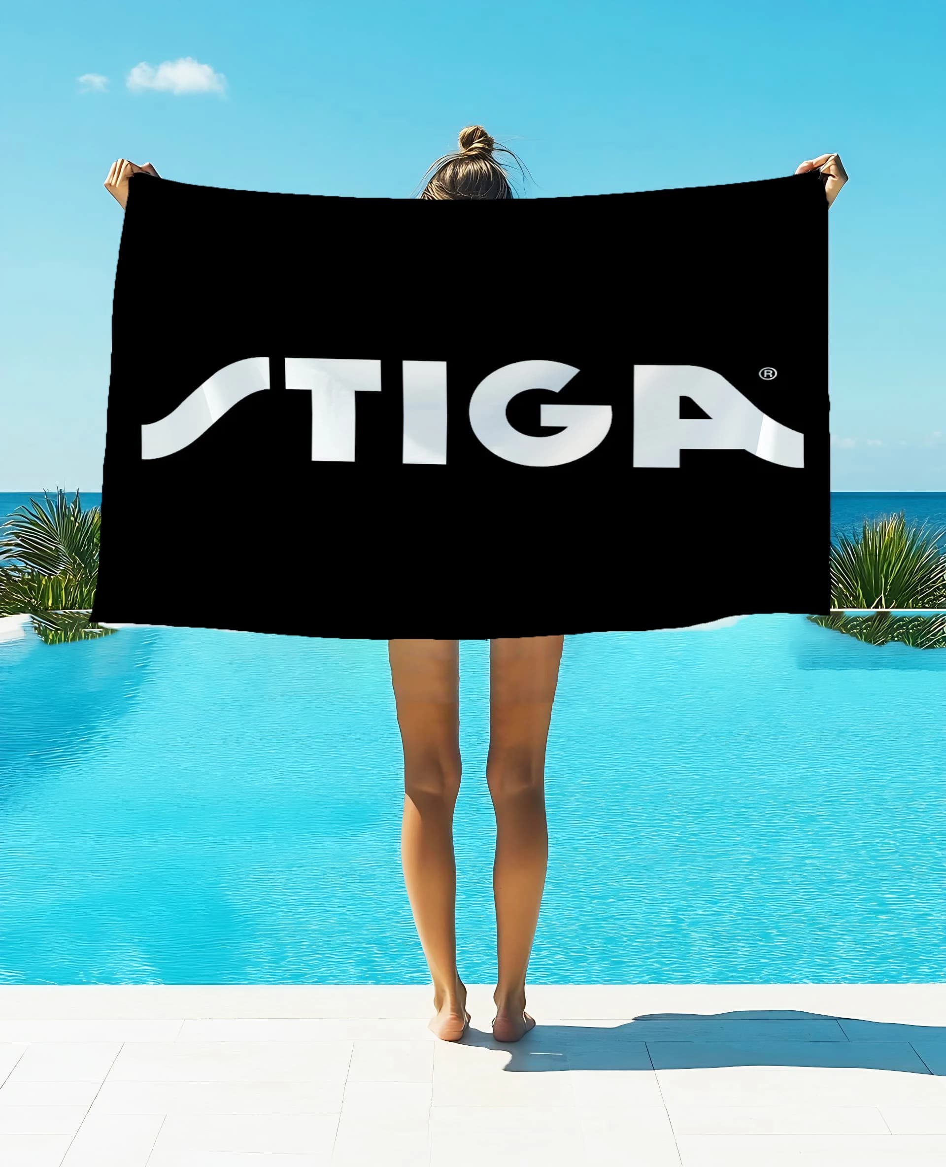Asciugamano da spiaggia con LOGO da ping pong S-STIGA Asciugamano da resort per yoga morbido e assorbente ad asciugatura rapida