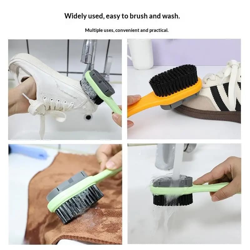 On Leather Fabric Multi-Surface Cleaner For Shoes/Clothes Home TravelDouble-Sided Shoe Brush With Silicone Bristles Gentle