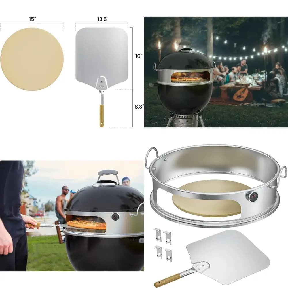 Kit Anello per Pizza con Pietra e Paletta per Griglie a Carbone da 22 Pollici
