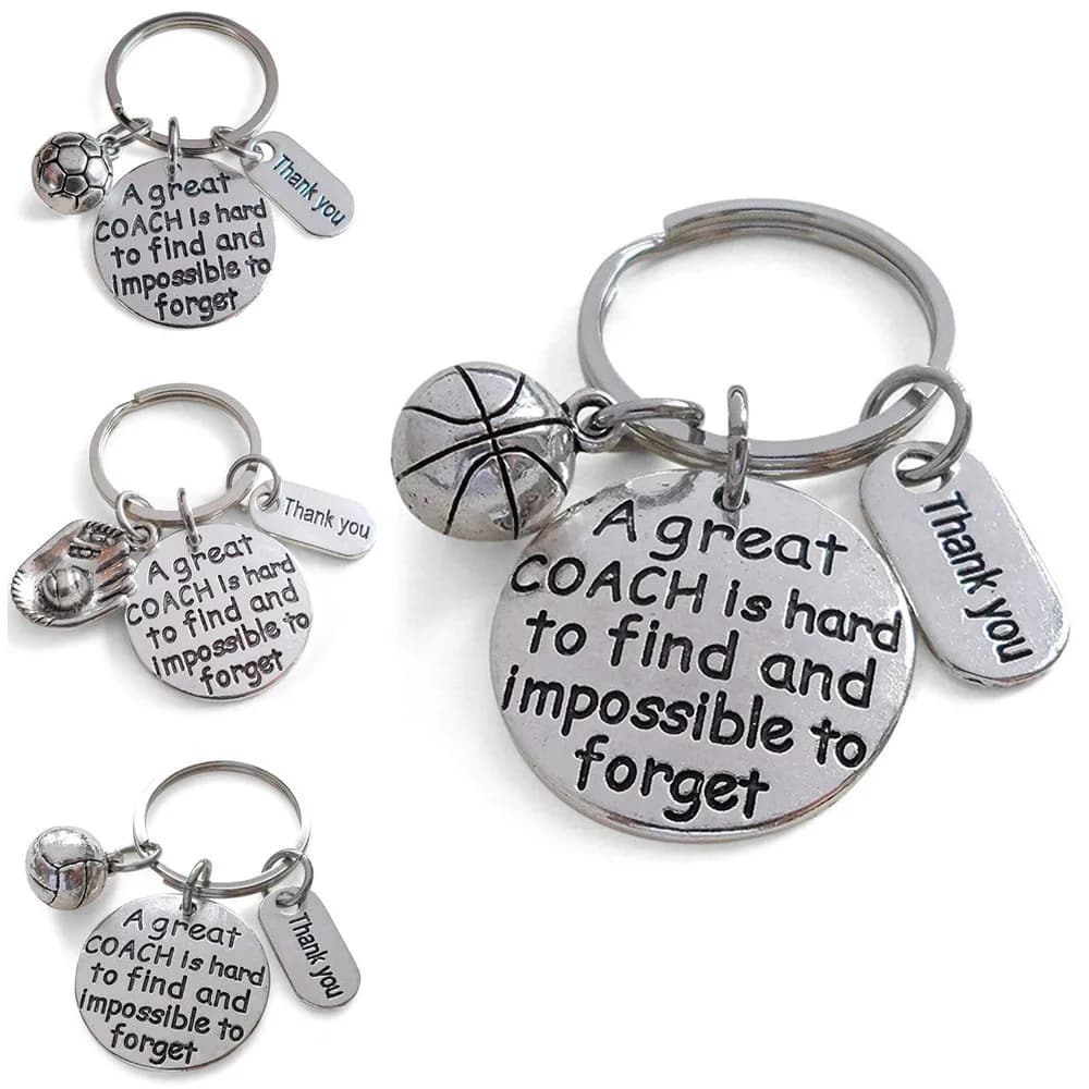 1Pc creativo ringraziamento portachiavi gioielli grazie insegnante allenatore basket calcio pallavolo guanto da Baseball fascino portachiavi