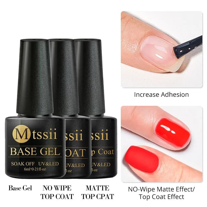 Base Gel No Wipe Top Coat 6ML Soak Off UV LED Lamp Gel Nail Art Manicure Gel smalto per unghie smalto Gel Semi Permanente