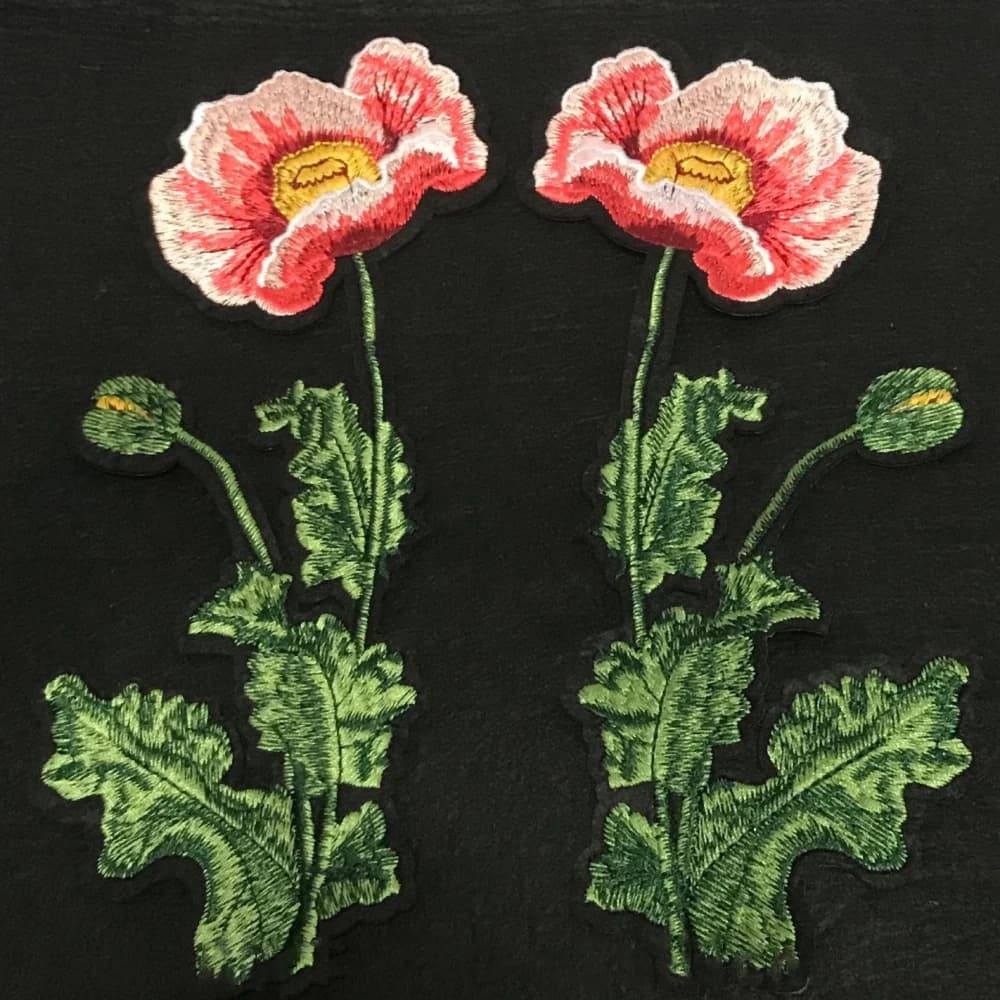 2 pezzi/set di fiori di toppe ricamate con rose, forniture per toppe da cucito per abbigliamento fai da te