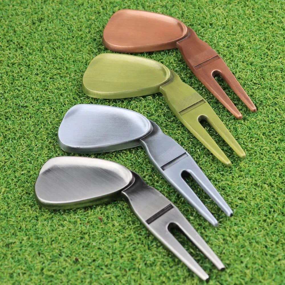 Golf Wedge Green Fork Alloy Plated Ball Fork Golf Course Turf Repair Tool Golf Accessories Golf Practice Tools
