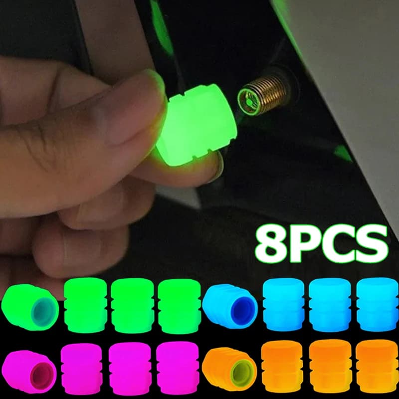 Cappucci valvole luminosi Fluorescente Notte incandescente Auto Moto Bicicletta Ruota per bici Mozzo per pneumatici Cappucci stelo valvola luminosi Decori