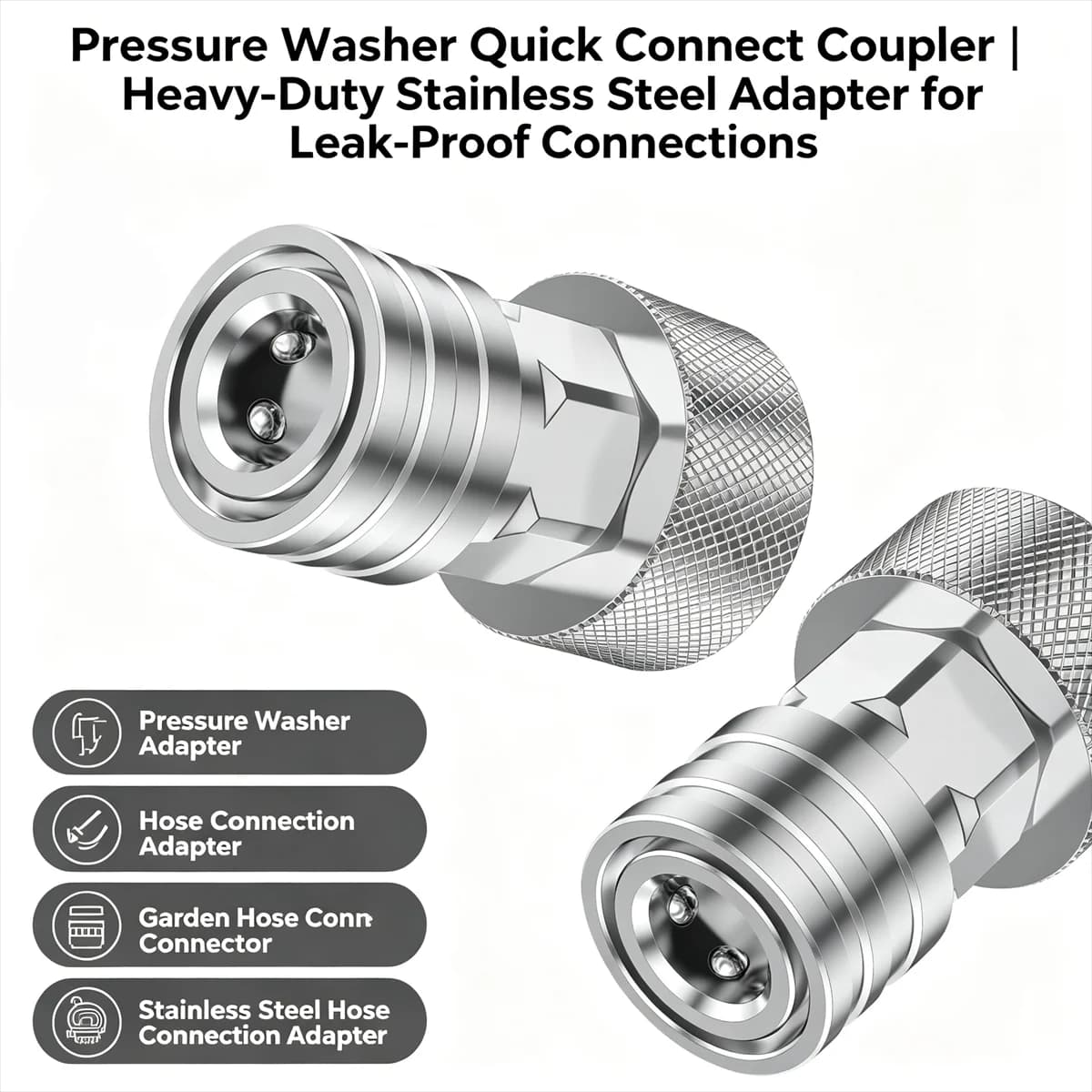 GHT 1/4 Dust Cleaner Adapter for Rapid Connection, Stainless Steel Garden Pipe Fitting, Resistant and Anti-loss Joint