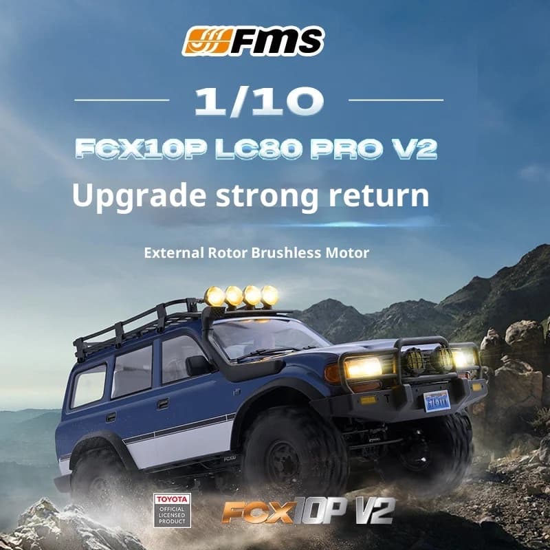 FMS FCX10P simulatore di veicolo fuoristrada LC80 PRO V2, auto da arrampicata 1/10, veicolo elettrico telecomandato, regalo affascinante.