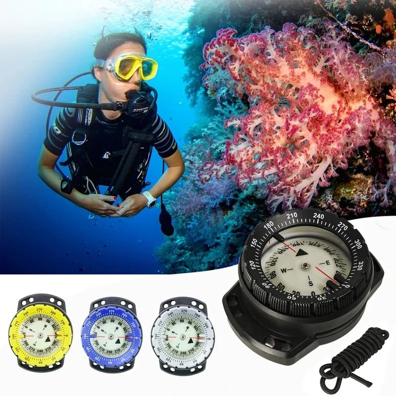 Premium Scuba Diving Compass 50m Waterproof Navigator, Professional Luminous LED Wrist Watch with Balanced Design for Snorkeling
