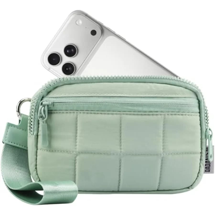 Portafogli da polso per donna, portafoglio da polso con blocco RFID, porta carte di credito trapuntato con cinturino da polso rimovibile e 3 scomparti
