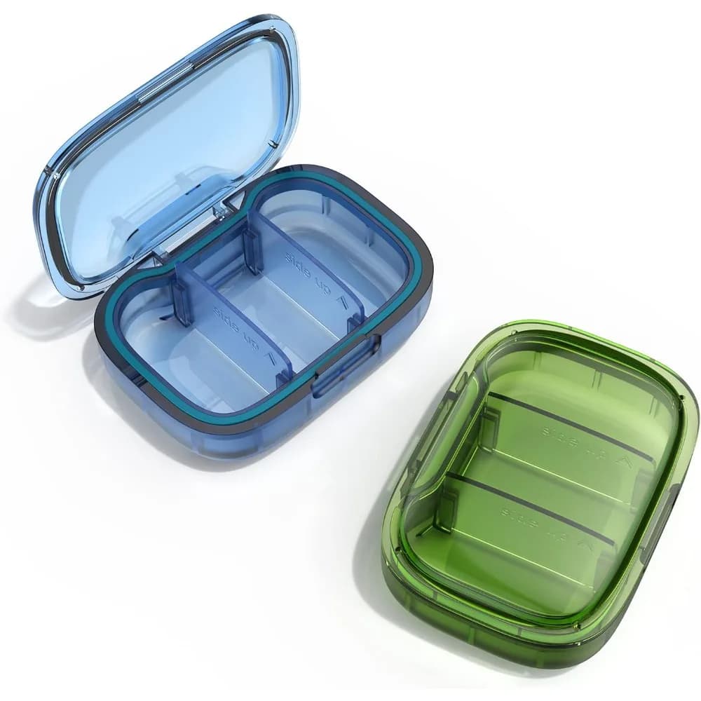 2Pcs 3 Compartment Pill Box Moisture Proof Mini Pill Organizer Portable Travel Medicine Case Pocket Vitamin Supplement Storage