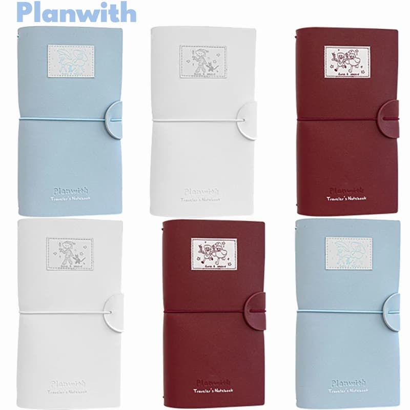 Planwith Pocket NoteBook Soft Texture PU Cover Embroidered Label Double Strap Ultra-Portable Journal Planner Practical Supplies