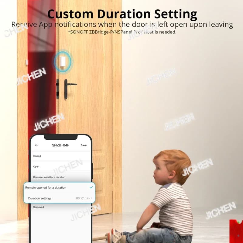 Sensore per porte e finestre wireless JYC Sensore di allarme di sicurezza domestica Scena intelligente locale tramite assistente Google EWeLink