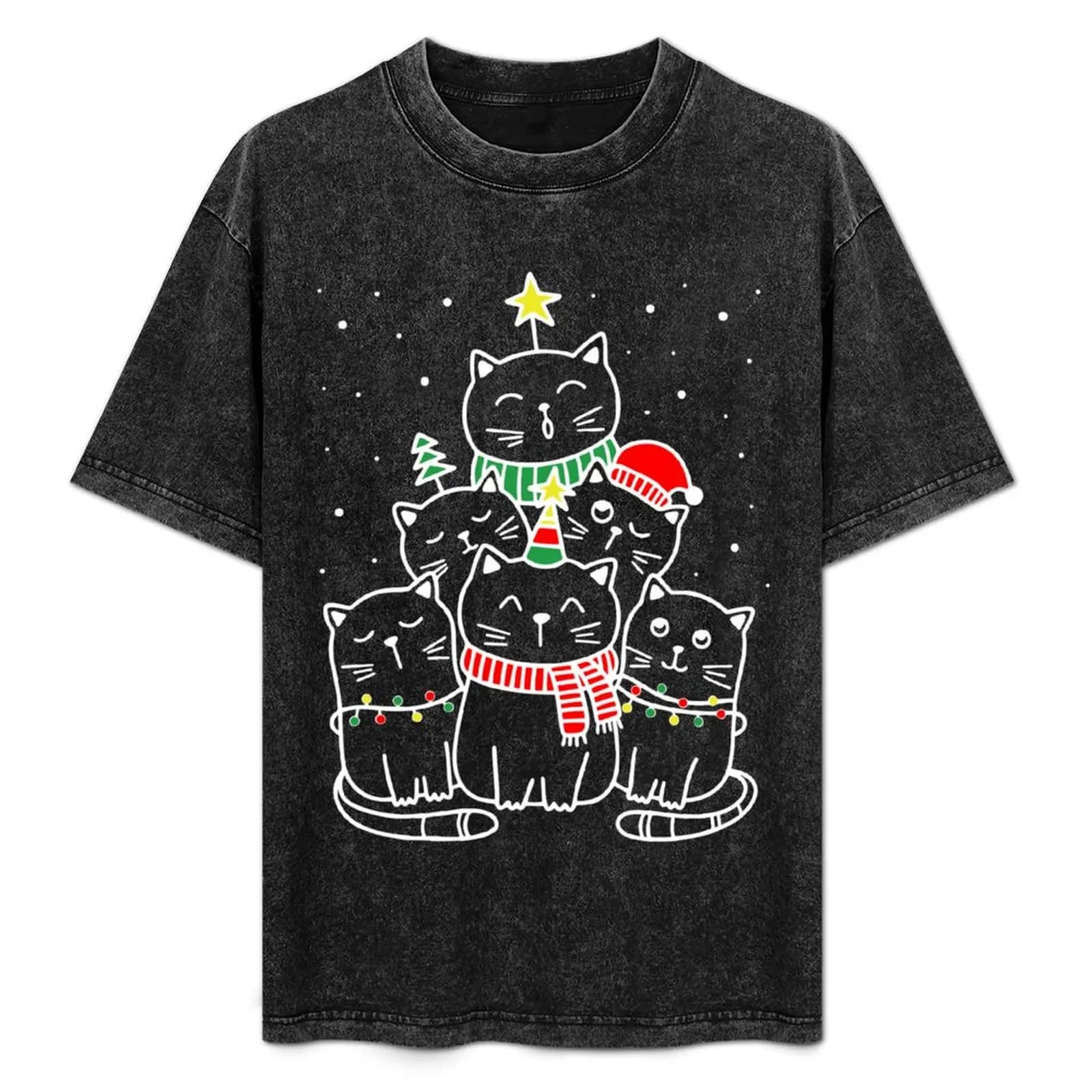T-shirt con albero di Natale per gatti, maglietta da lavoro per meccanici