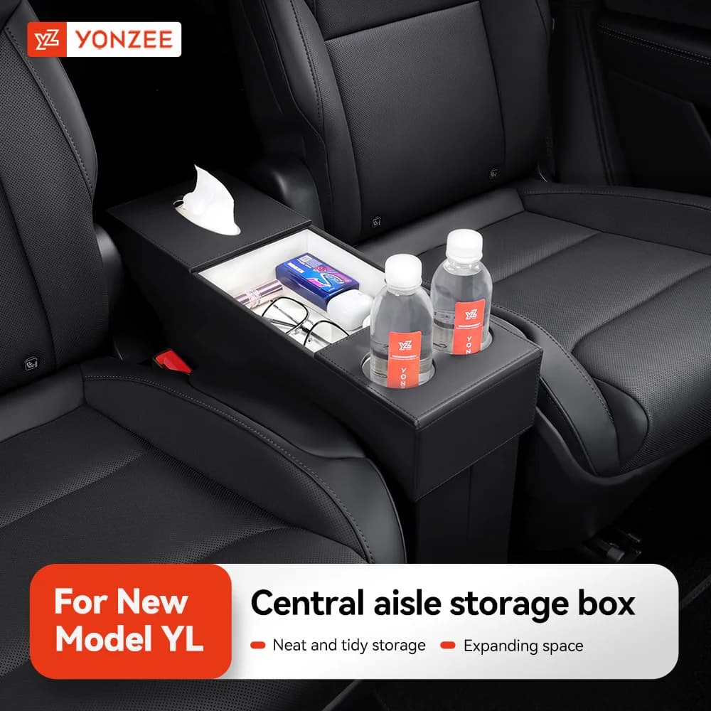 YZ For 6-seater Tesla Model YL second row seat aisle storage box, multi-purpose storage box in the car