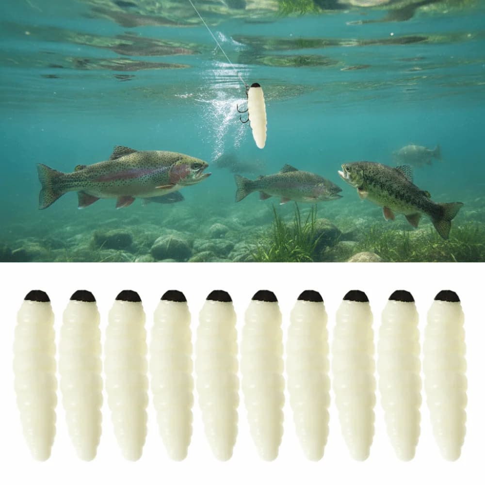 100PCS Lifelike PVC Fishing Worms 1.38 Inch Soft Fishing Lure Baits Fishing Worms Lures For Trout