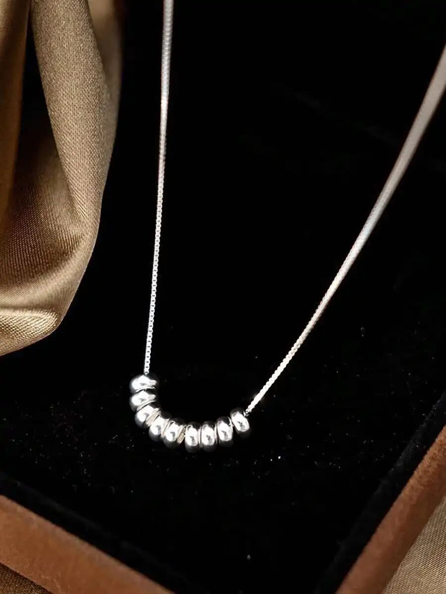 Collana Minimalista con Ciondolo a Perline, Delicata Catena per Clavicola, Gioielli Eleganti per Donne