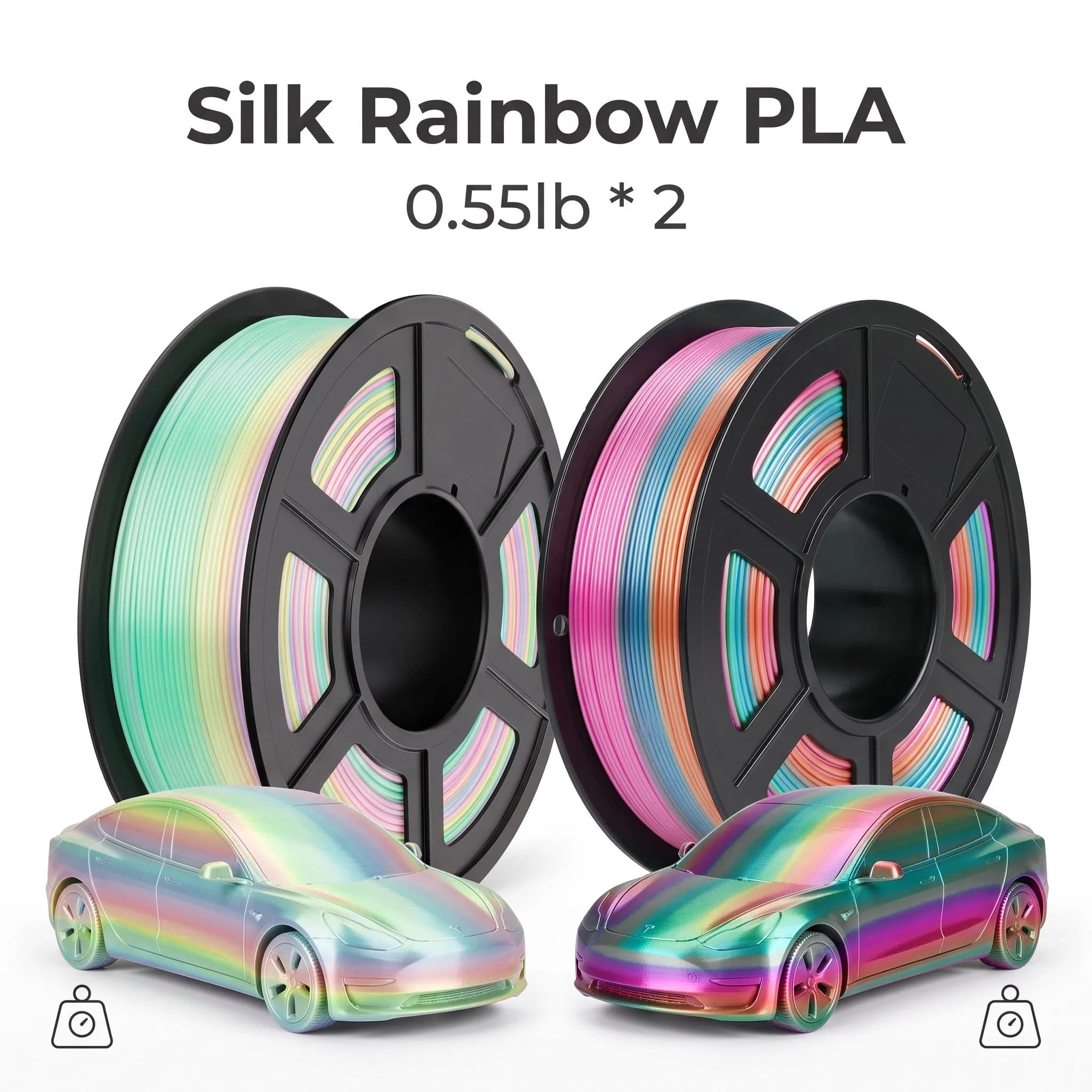 Silk Rainbow Gradient PLA Filament 1.75mm 200g 250g 500g 1kg Shiny Silk 3D Printer Filament Dimensional Accuracy +/-0.02mm