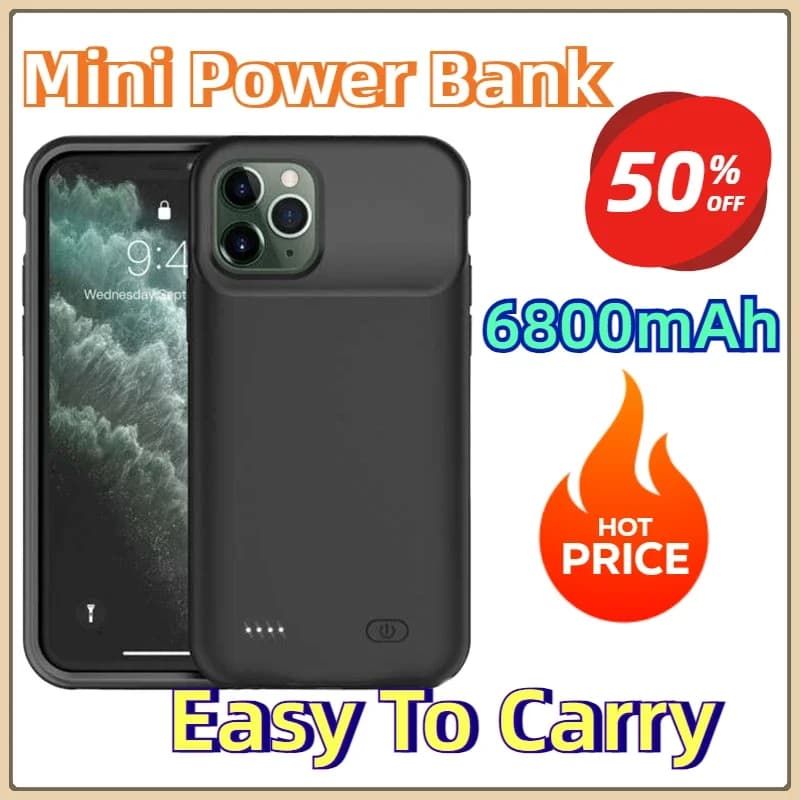 Power Bank per iPhone 15 Pro Max, 13, 14 Pro, 12 Mini, Custodia di Ricarica con Batteria da 6800mAh per iPhone SE2, 3