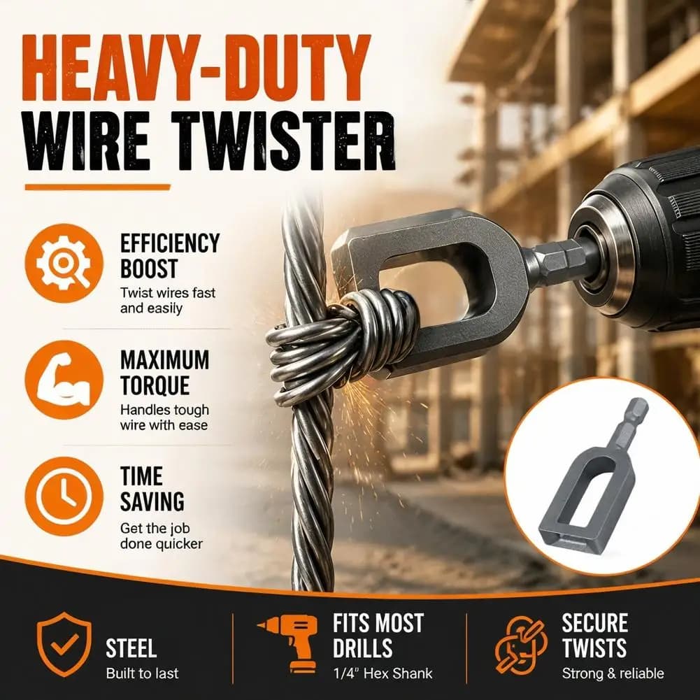1/4 Inch Hex Shank Wire Twister Drill Attachment Automatic Rebar Tie Twisting Tool for Fence Construction Repair