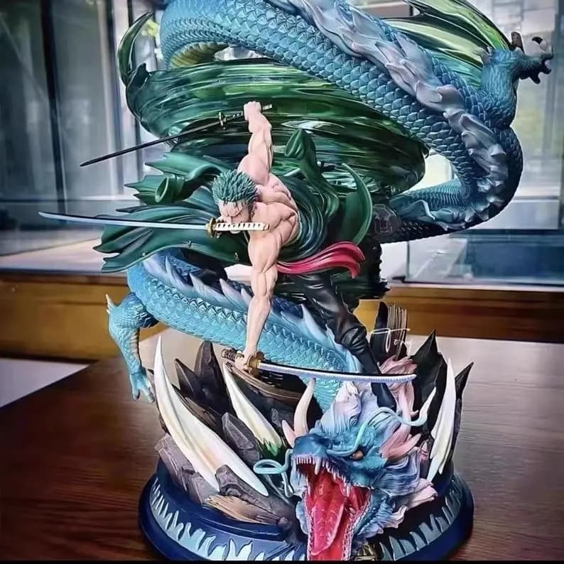 Statuetta Anime GK da 31cm, Modello Roronoa Zoro con Doppia Testa Intagliata, Ornamento Ispirato a Tre Mille Mondo, Regalo per Ragazzi