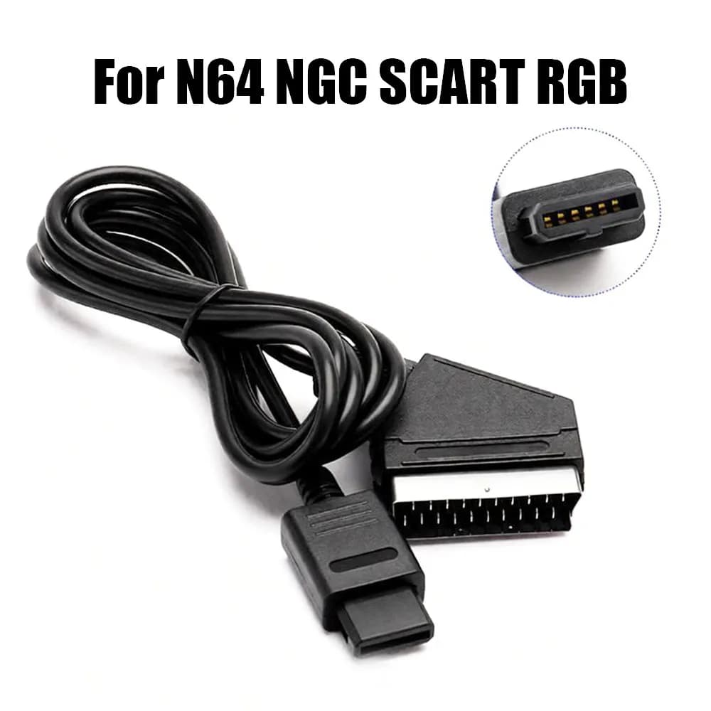 For N64 NGC SFC AV Cord For Nintendo Super Gamicom Gamecube Console Video Cable Extention Line 1.8m RGB Scart Cable