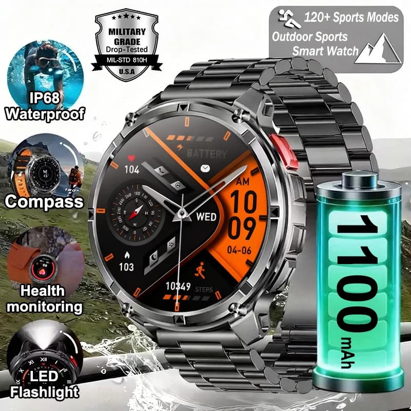 2026 Nuovo Militare Stratos 4 Ultra Smart Orologio Da Uomo 1100mAh Batteria Bussola GPS Track IP68 Impermeabile Sport All'aria Aperta Smartwatch