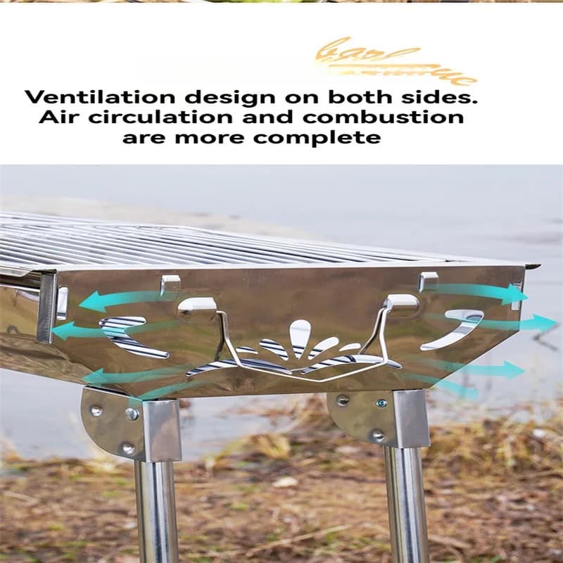 Outdoor Folding Portable Stainless Steel Charcoal Barbecue Grill BBQ Cooking Grill