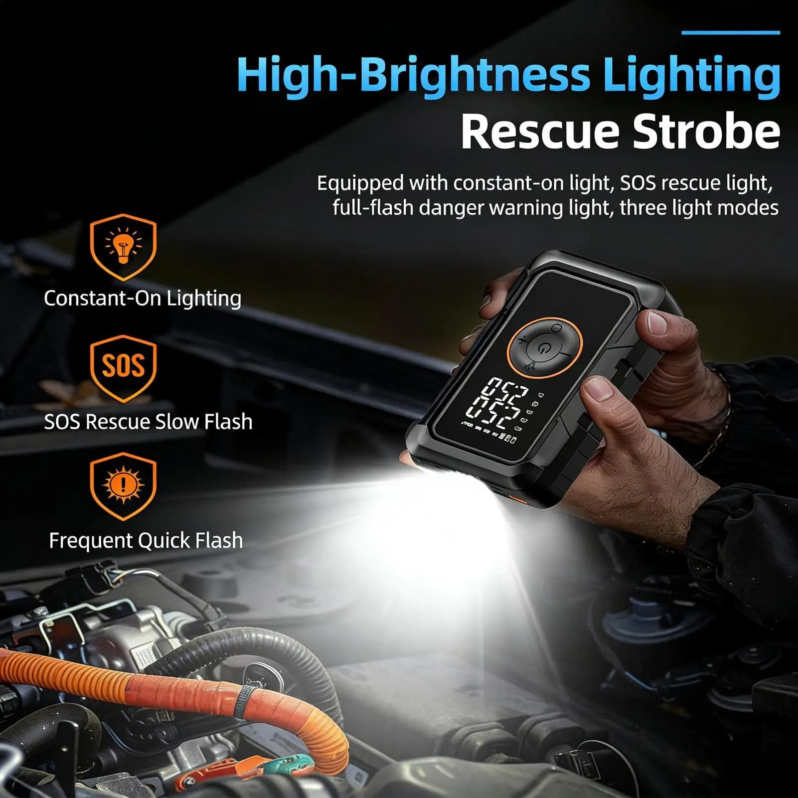 Compressore d'aria portatile elettrico senza fili con manometro per auto, moto, SUV, camion