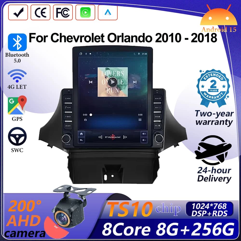 9.7 Inch Android 15 GPS No 2din 2 din dvd Head Unit For Chevrolet Orlando 2010 - 2018 Car Radio Multimedia Video Player