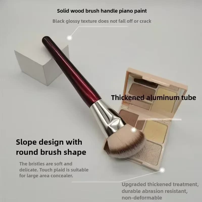 101 Contour Foundation Makeup Brush, Angle Liquid Base Concealer, Makeup Brush, Red Wood Handle, Cosmetic Tool 506, 1 Piece