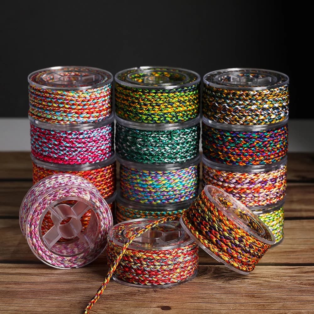 1 Roll About 3.5m Polyester Colorful Thread 3.5mm for DIY Bead Stringing Necklace Bracelet Crafts Jewelry Making Supplies