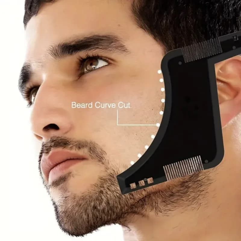 Pettine Modellante per Baffi in Plastica Nera da Uomo, Pettine Lisciante, Accessori per lo Stile della Barba, Righello Modellante Anti-Groviglio per Rifinitura
