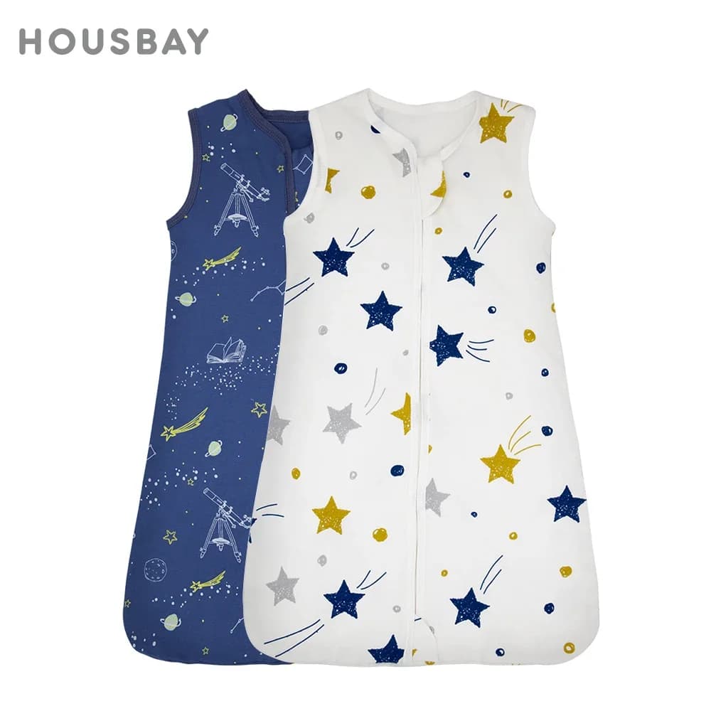 Summer Baby Sleeping Bag 3-18 Months Baby Sleepsack Thin 100% Cotton Wearable Blanket For Girls Boys Space Starts Cartoon Print