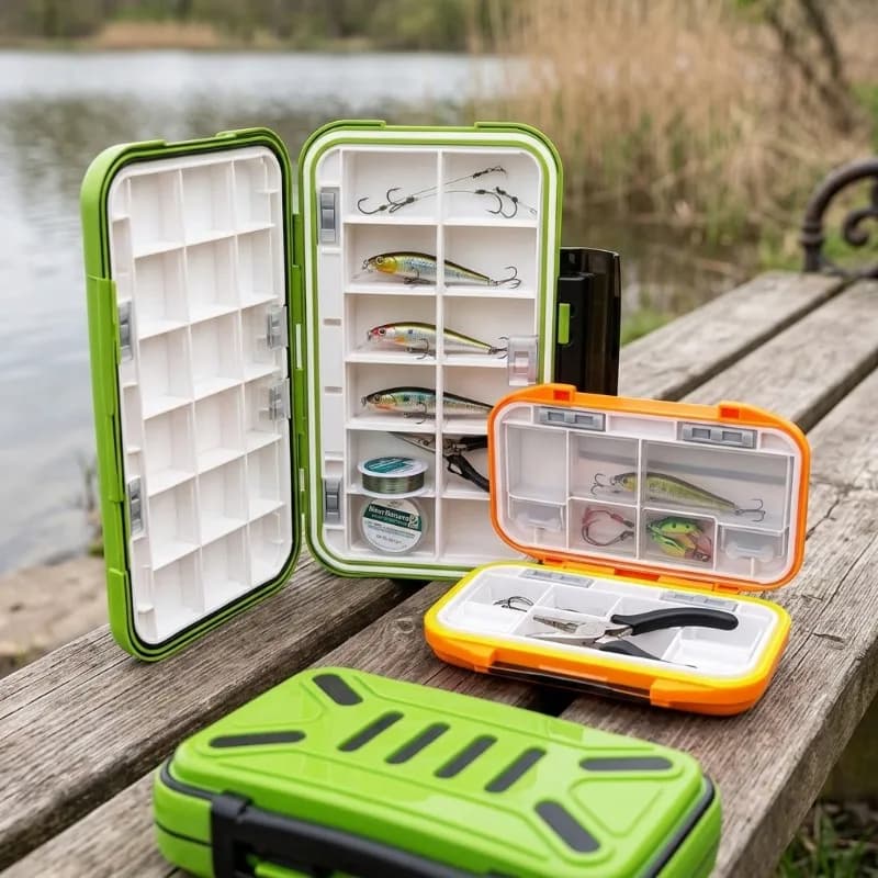 Scatola Portatile per Attrezzatura da Pesca con Ami, Lenza e Utensili per Conservazione Attrezzi da Pesca all'Aperto