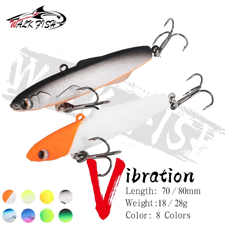 WALK FISH 18g 28g Vibration Fishing Lure Shiriten Baguette Silicone Rattlin Vibs Soft Lure Pesca Jig Ice Fishing Spinning Lure